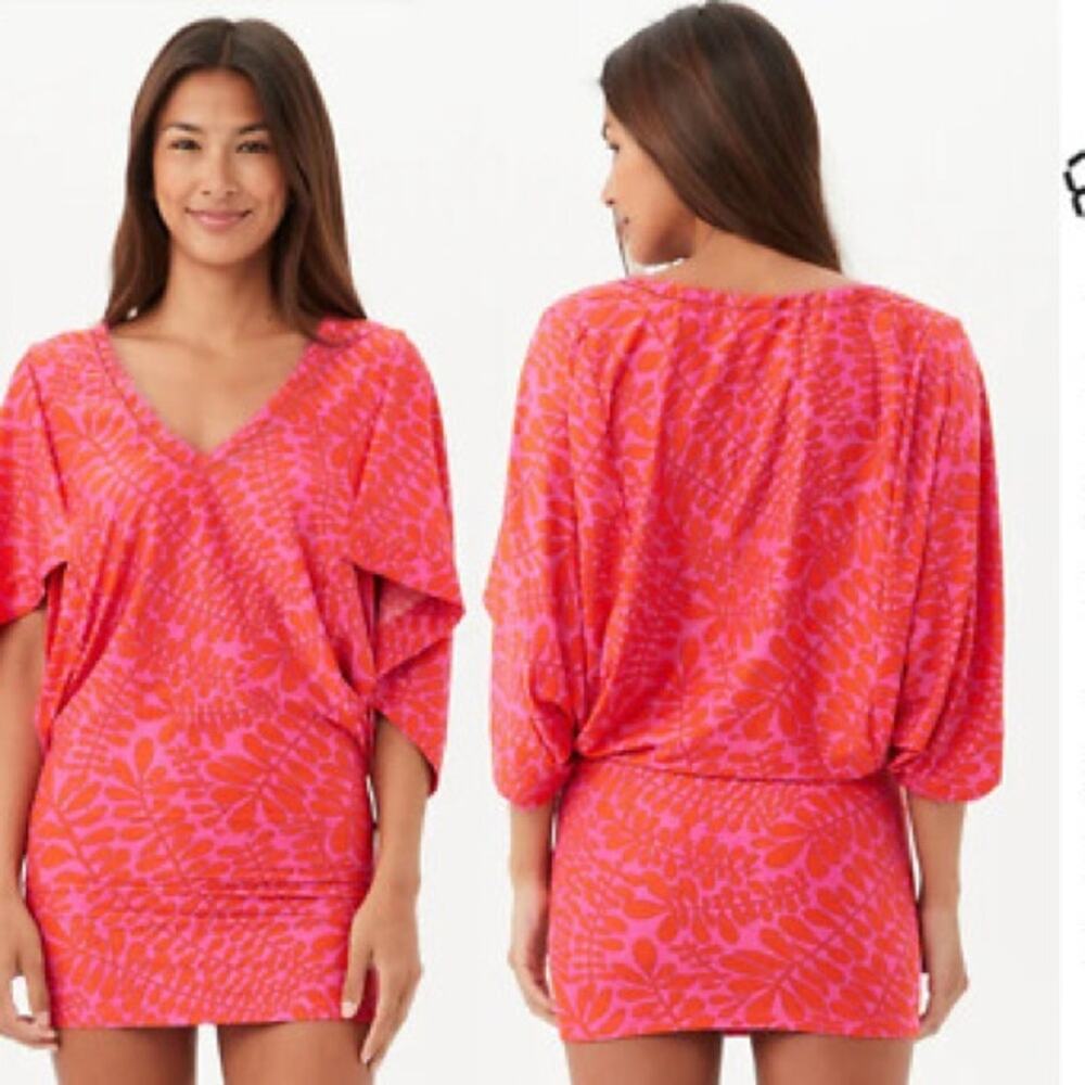 Trina Turk Trellis Braided V-Neck Swim Dress NEW NWT Medium Pink Orange
